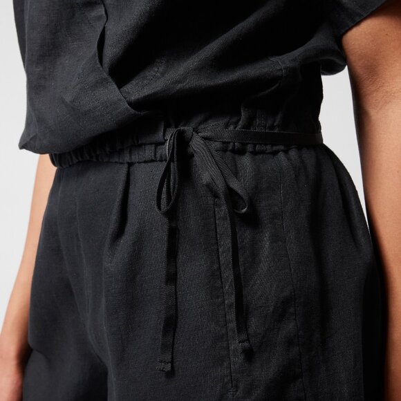 Athleta Black Playa Linen Tie Top New With Tags Size Large - Picture 2 of 14